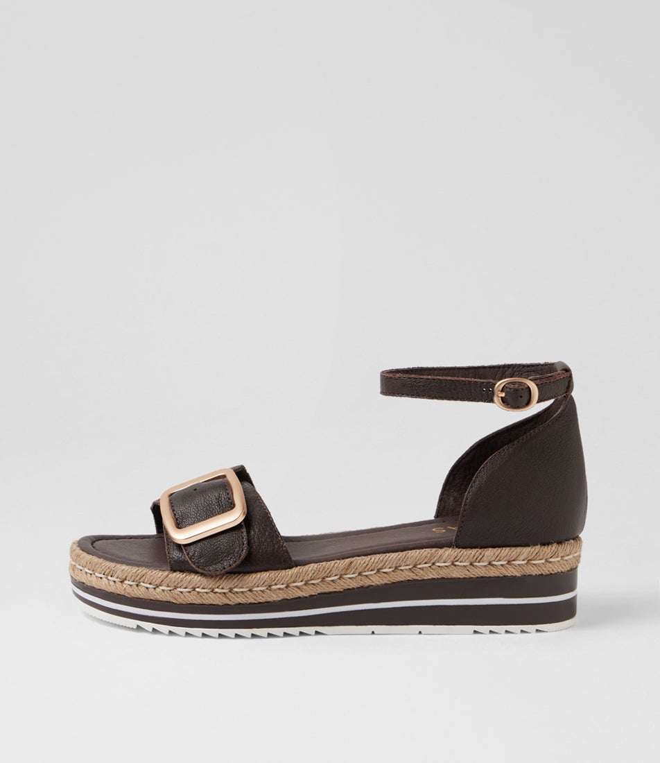 Agnus Choc Leather Sandals
