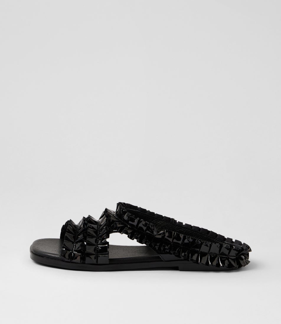 Goliath Black Patent Leather Slides