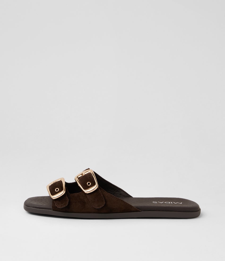 Novay Choc Suede Slides