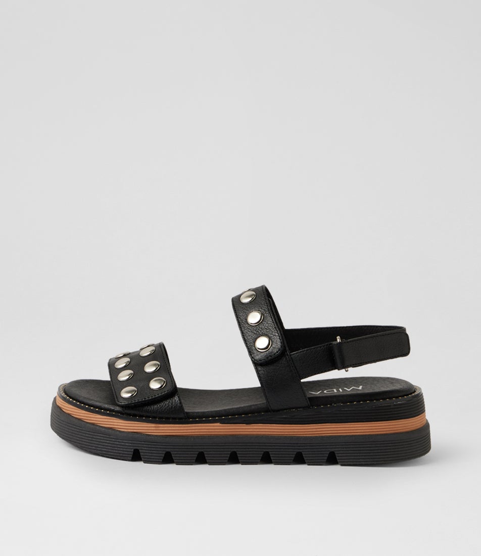 Sid Black Silver Leather Platform Wedge Sid Black Silver Leather Platform Wedge
