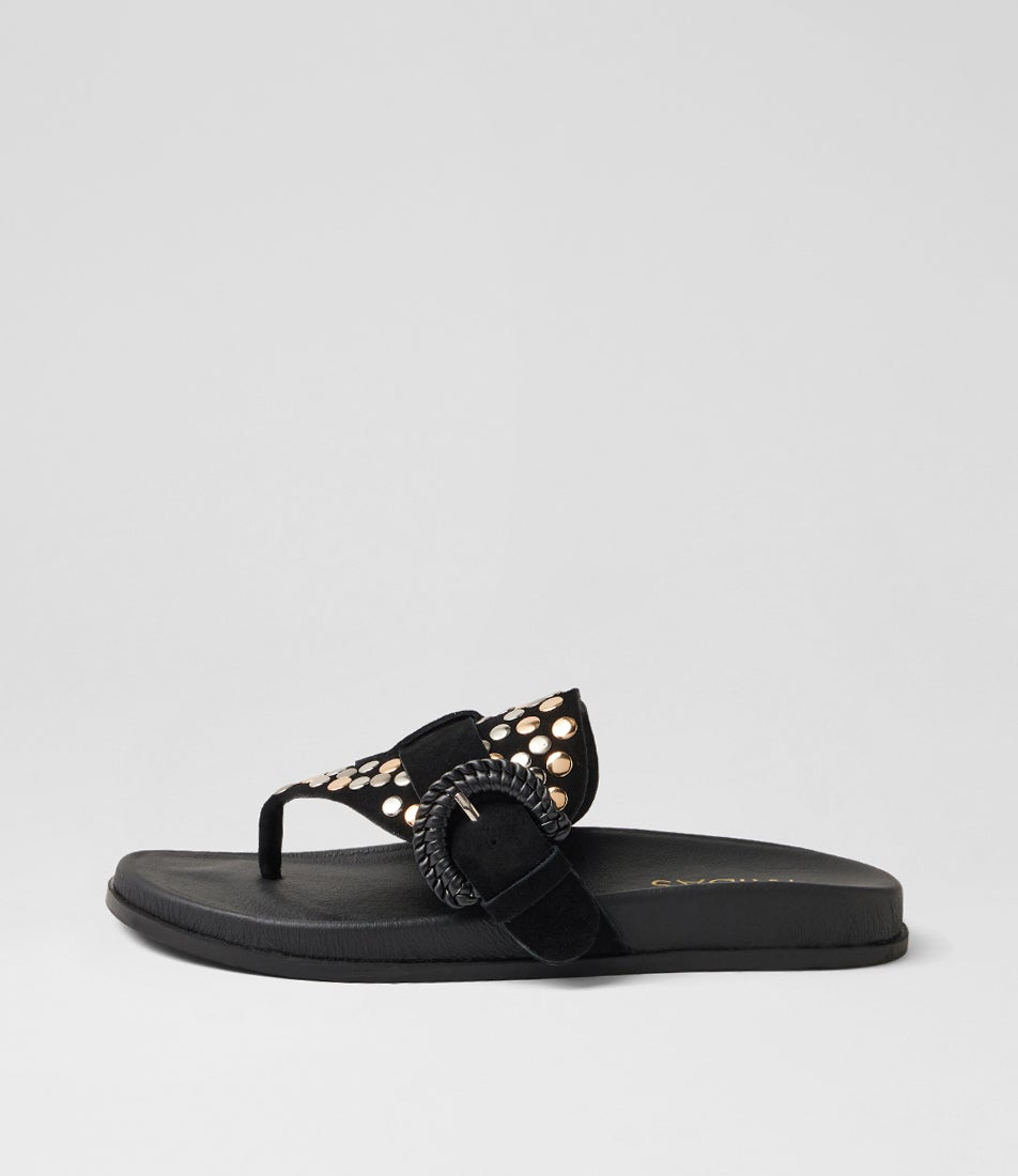 Tabu Black Suede Thongs