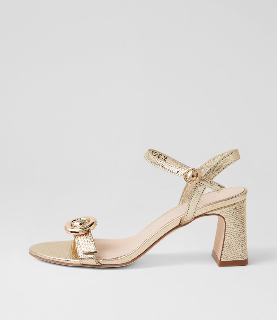 Beth Gold Lizard Leather Sandals Beth Gold Lizard Leather Sandals