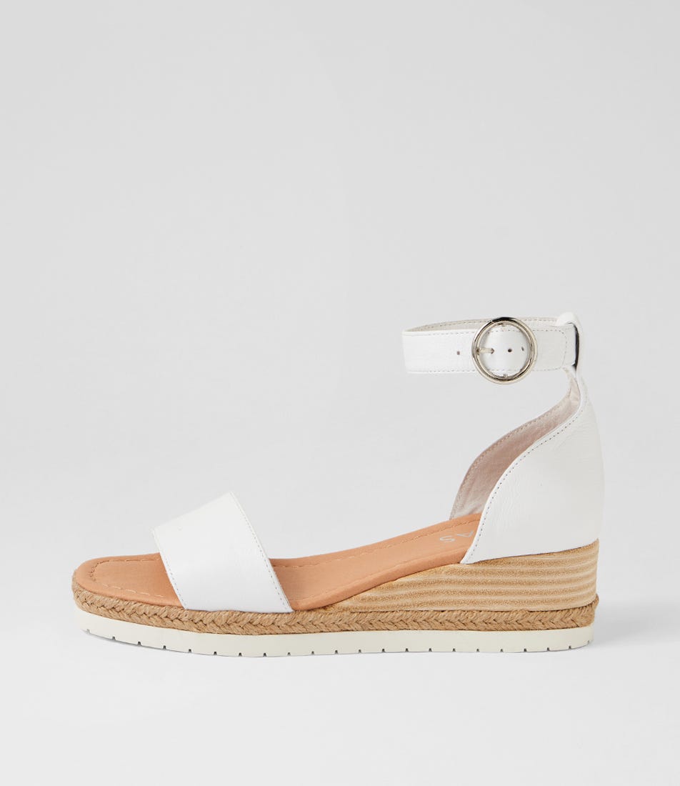Iludra White Leather Wedges