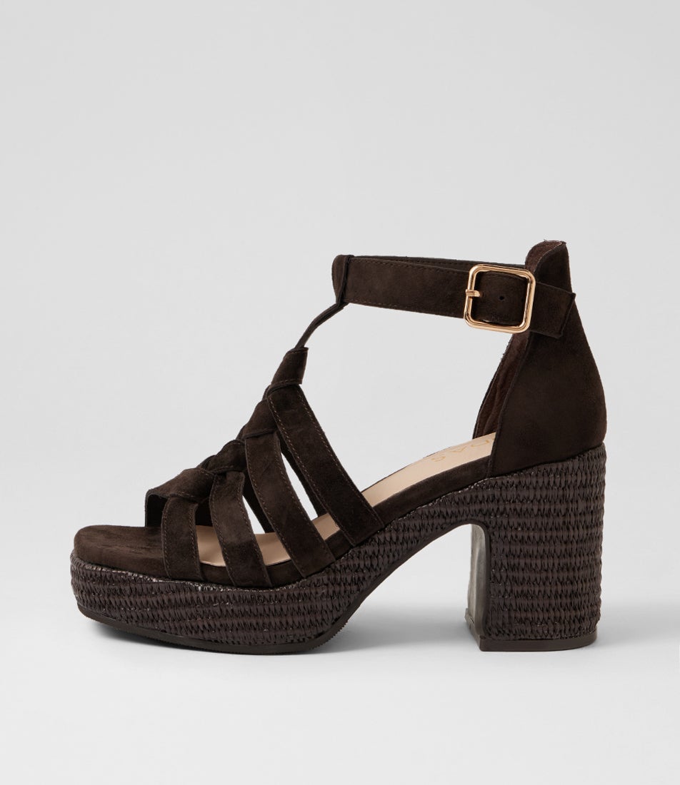 Kipling Choc Suede Platform Sandals