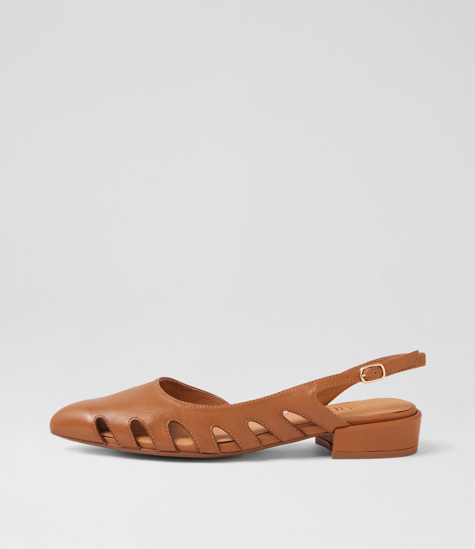 Emberly Dark Tan Leather Low Heels