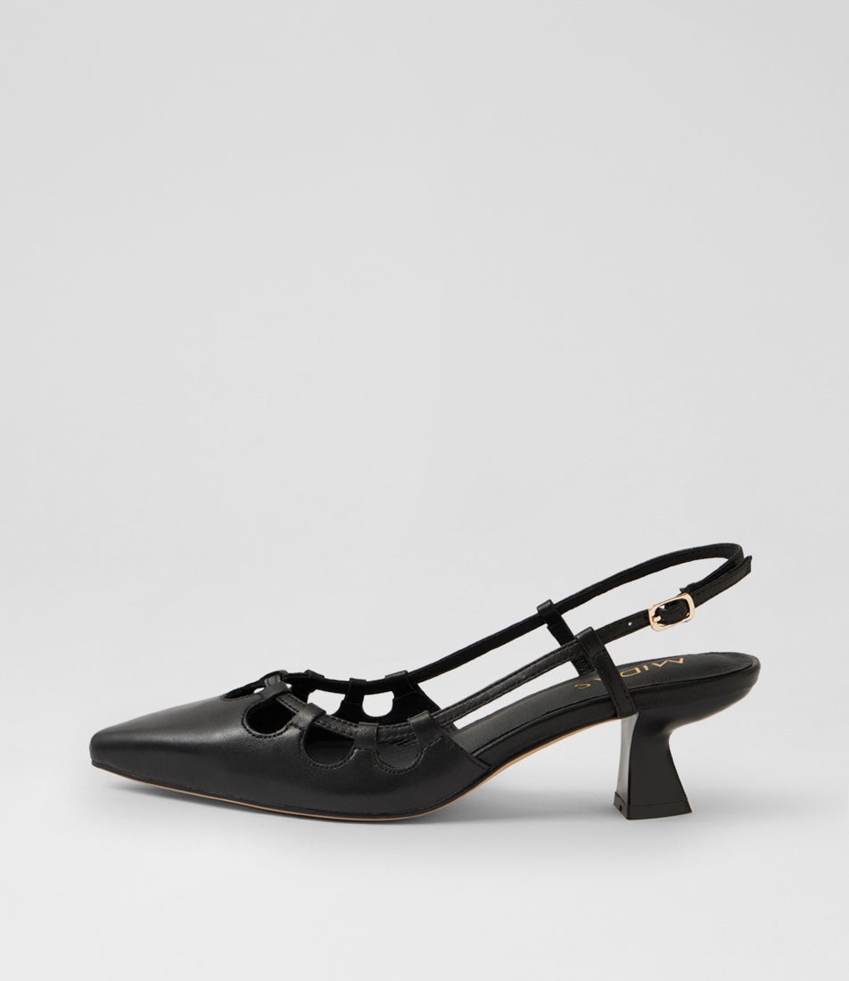 Licorice Black Leather Heels