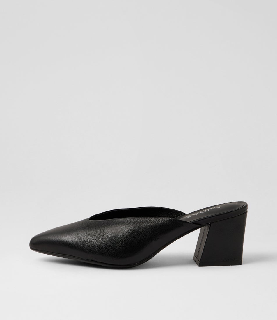 Moth Black Leather Mules Moth Black Leather Mules