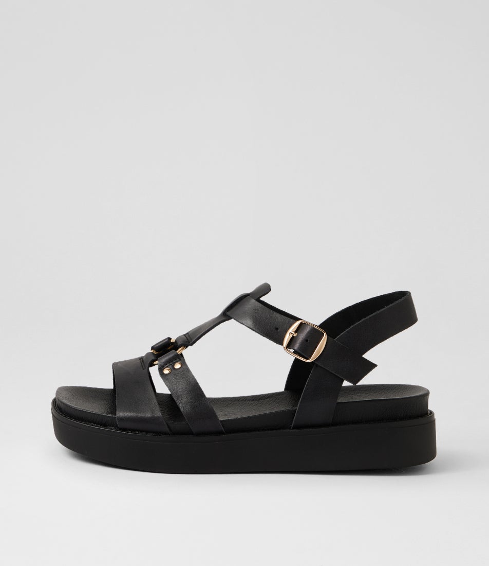 Bruno Black Leather Sandals