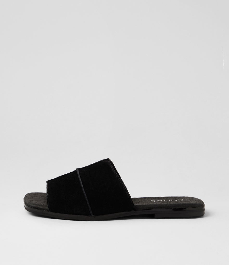 Floo Black Suede Slides