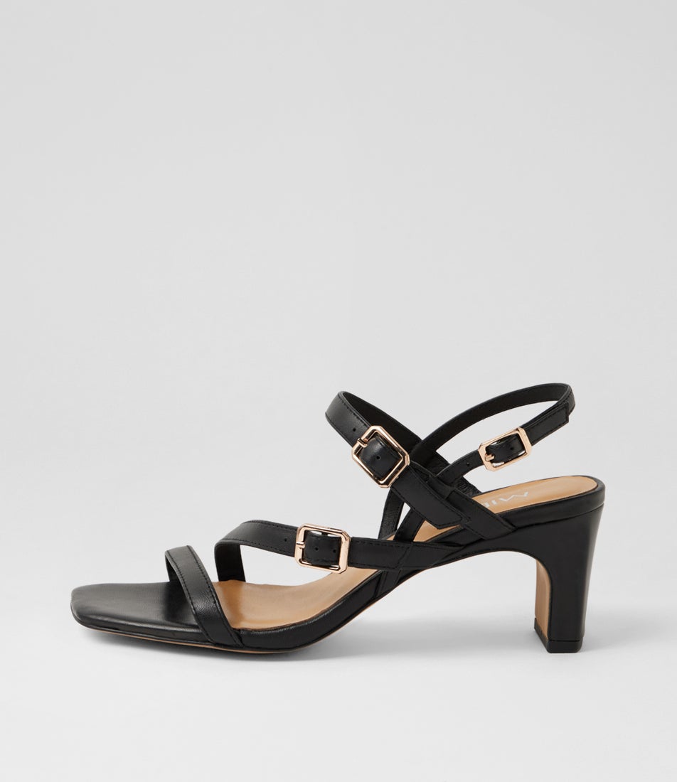Harisa Black Leather Sandals