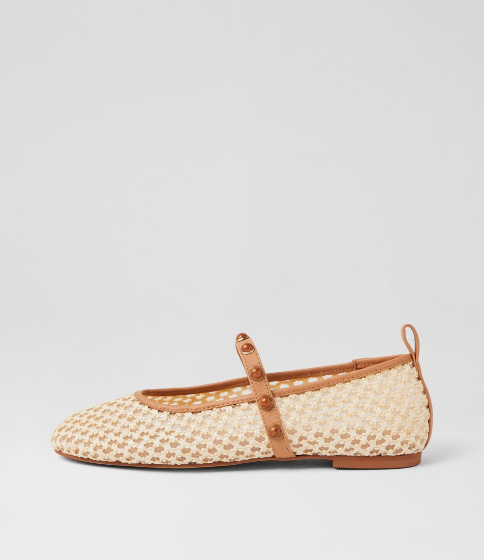 Mucho Light Natural Tan Fabric Ballet Flats