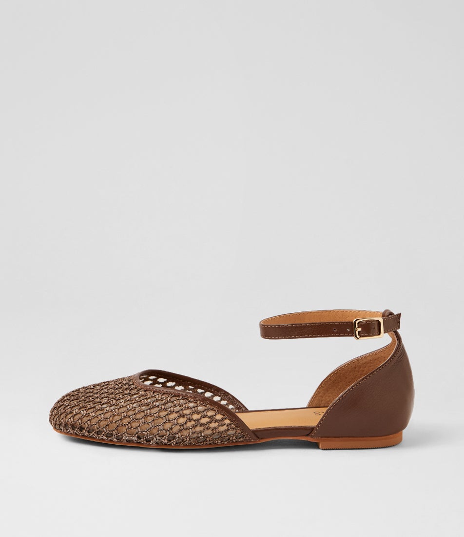 Milten Mocca Woven Leather Flat Shoes Milten Mocca Woven Leather Flat Shoes