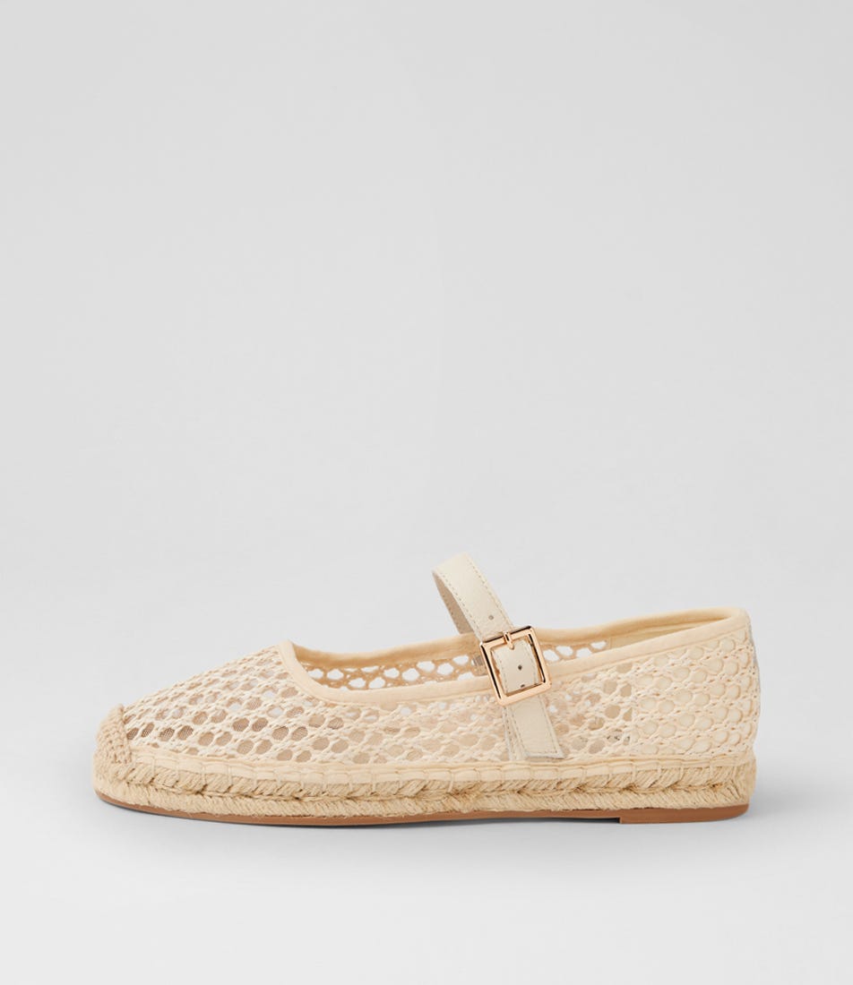 Sinki Cream Woven Leather Espadrilles