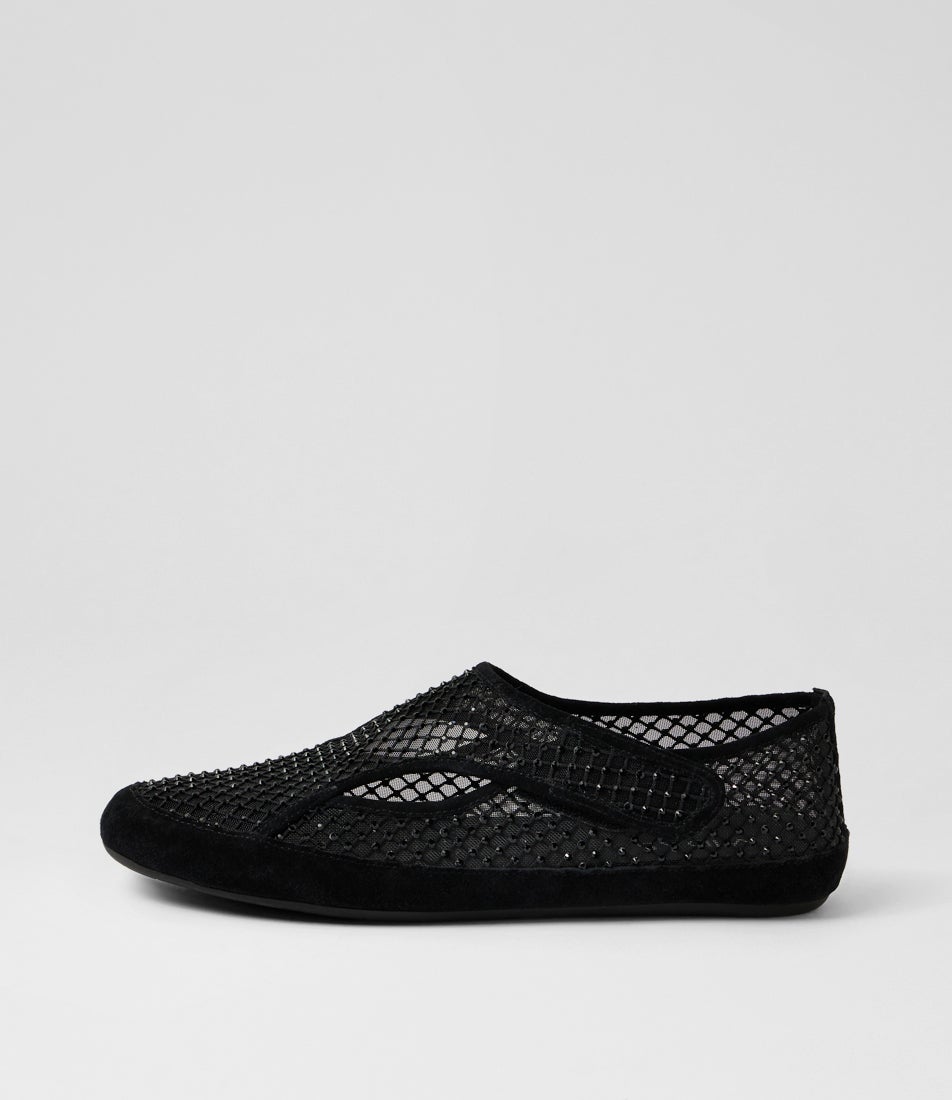 Blooma Black Suede Mix Flat Shoes