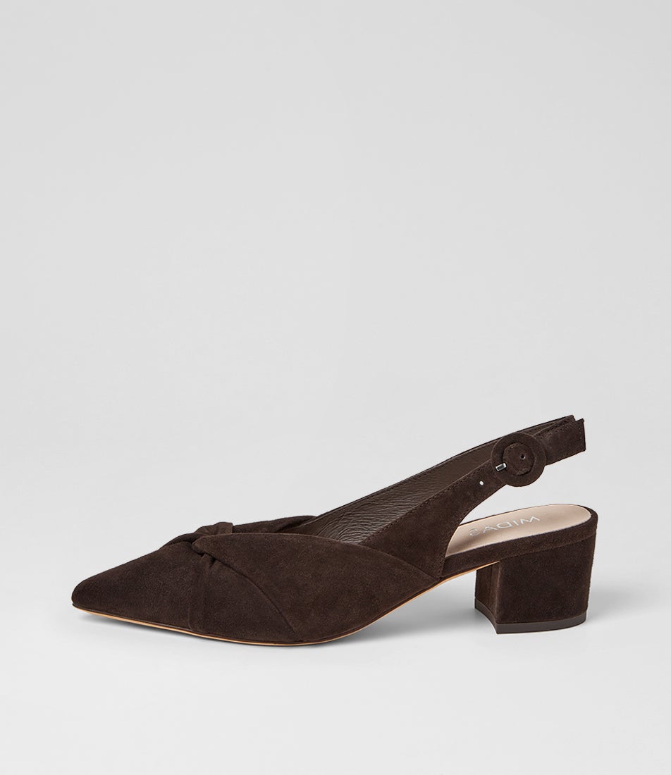 Adam Choc Suede Slingback Heels