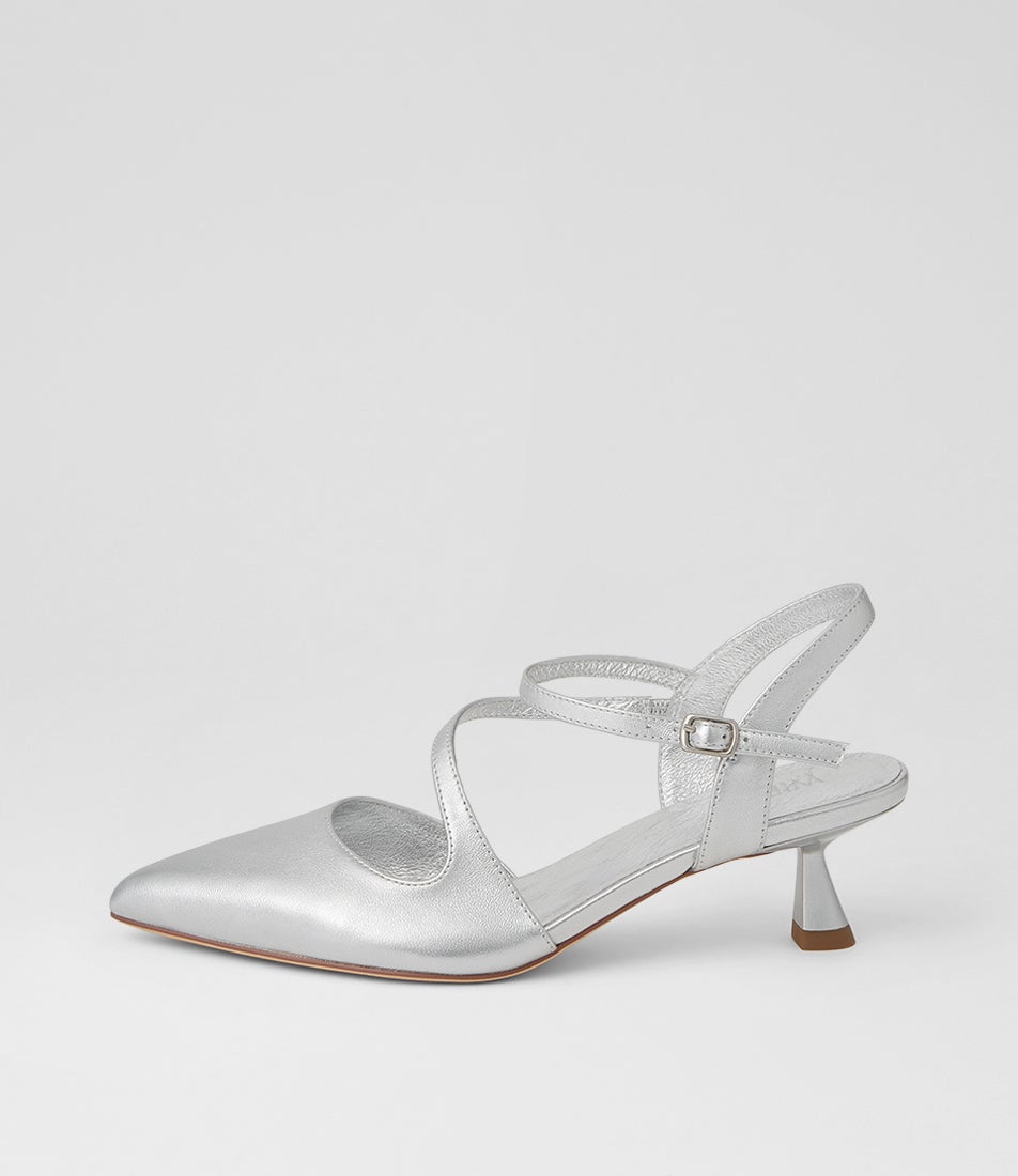 Viv Silver Leather Heels