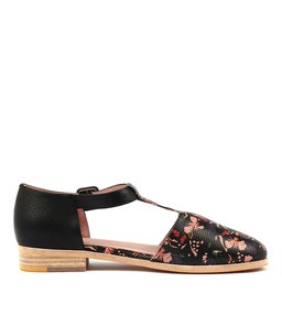 QUILOT BLACK FLORAL BLACK PIN PUNCH LEATH