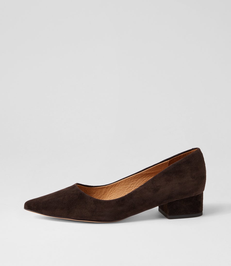 Thego Dark Choc Suede Heels