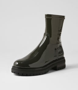 ALOVE MO DK OLIVE STRETCH PATENT PU