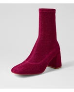 Tellme Fuchsia Glitter Stretch Fabric Ankle Boots