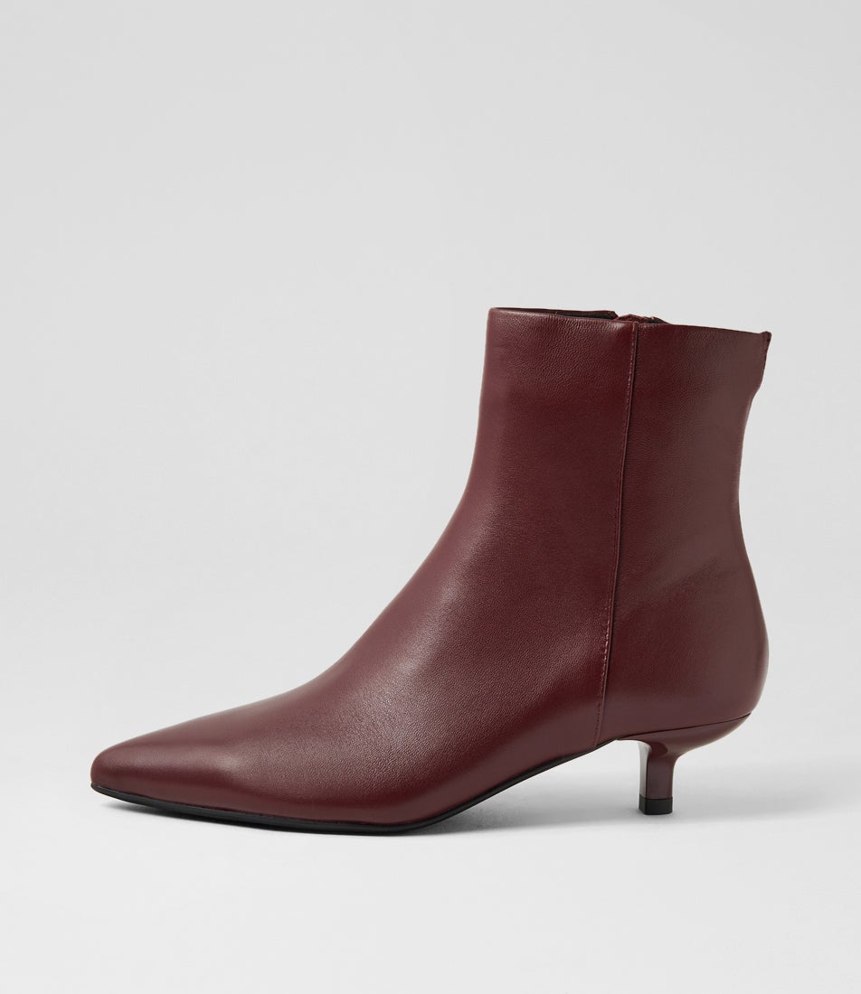 Cemila Wine Leather Ankle Boots