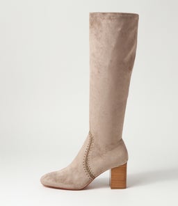 SARI MO TAUPE STRETCH MICROSUEDE