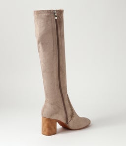 SARI MO TAUPE STRETCH MICROSUEDE