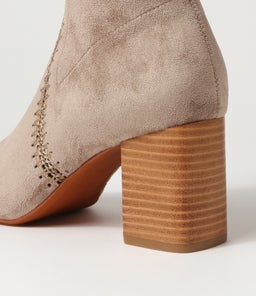 SARI MO TAUPE STRETCH MICROSUEDE