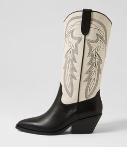 RIDING MO BLACK CREAM LEATHER
