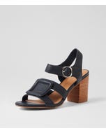 Atune Navy Natural Heel Leather Sandals