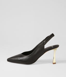 TRAINA MO BLACK GOLD HEEL LEATHER
