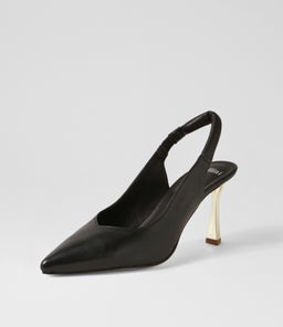 TRAINA MO BLACK GOLD HEEL LEATHER