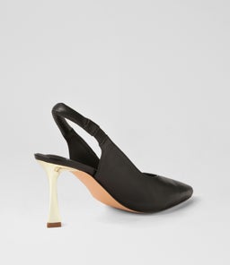 TRAINA MO BLACK GOLD HEEL LEATHER