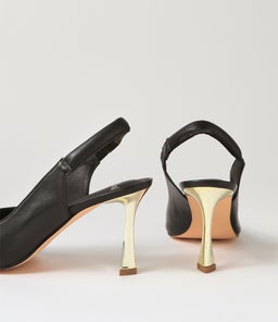 TRAINA MO BLACK GOLD HEEL LEATHER