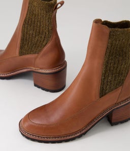 BARRET MO CHESTNUT BROWN BLACK HEEL LEATHER