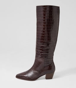 JOELLE MO DK BROWN CROC LEATHER