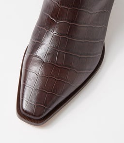 JOELLE MO DK BROWN CROC LEATHER