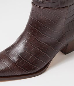 JOELLE MO DK BROWN CROC LEATHER