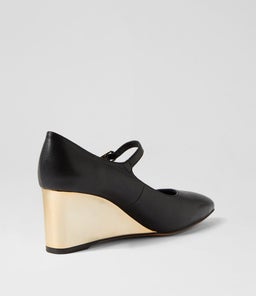 MELLERY MO BLACKâ??GOLD HEEL LEATHER