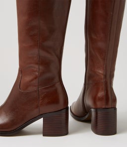 SERINY MO CHOC DK BROWN HEEL LEATHER