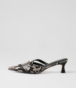 GALAXI MO BLACK&WHITE BLACK SNAKE LEATHER