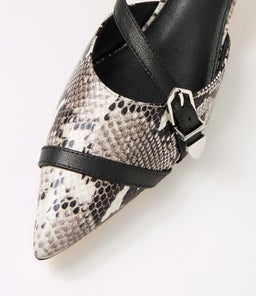 GALAXI MO BLACK&WHITE BLACK SNAKE LEATHER