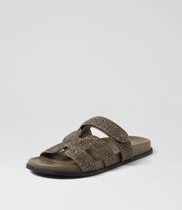 HAYZLEN MO OLIVE BLACK SOLE WOVEN LEATHER