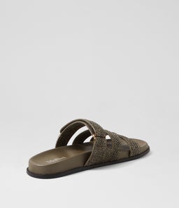 HAYZLEN MO OLIVE BLACK SOLE WOVEN LEATHER