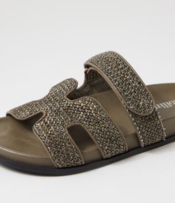HAYZLEN MO OLIVE BLACK SOLE WOVEN LEATHER