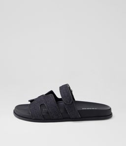 HAYZLEN MO DK DENIM BLACK SOLE FABRIC LEATHER