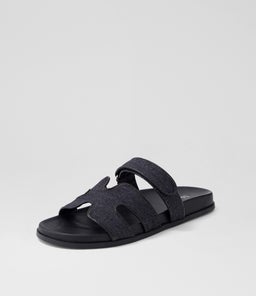 HAYZLEN MO DK DENIM BLACK SOLE FABRIC LEATHER