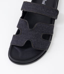 HAYZLEN MO DK DENIM BLACK SOLE FABRIC LEATHER