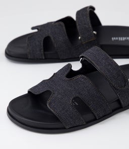 HAYZLEN MO DK DENIM BLACK SOLE FABRIC LEATHER