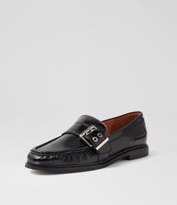 GENELLE MO BLACK CRINKLE LEATHER